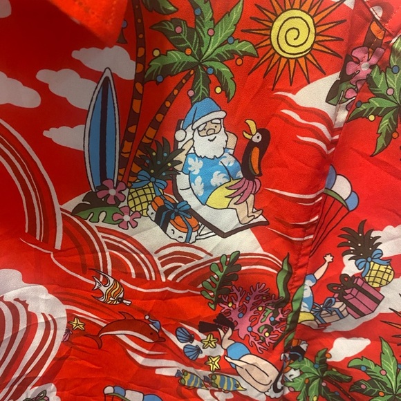 Envmenst  Red Hawaiian  Holiday Shirt - Picture 6 of 9